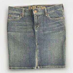 Ezra Fitch A&F Y2K Stonewash Denim Pencil Skirt Sz 27 Front Slit Vintage Style